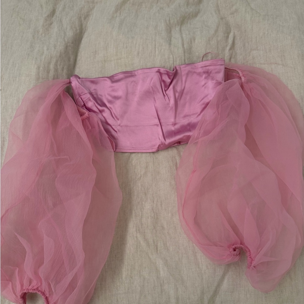 Zara Pink Bandeau with Sheer Sleeves